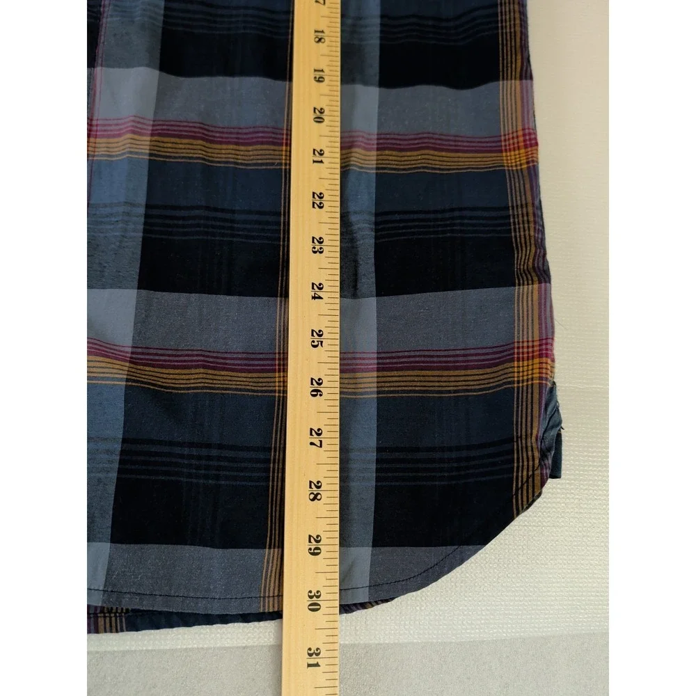 Levi Pearl Snap‎ Long Sleeve Shirt Mens XL Blue Plaid Western Rodeo Landman